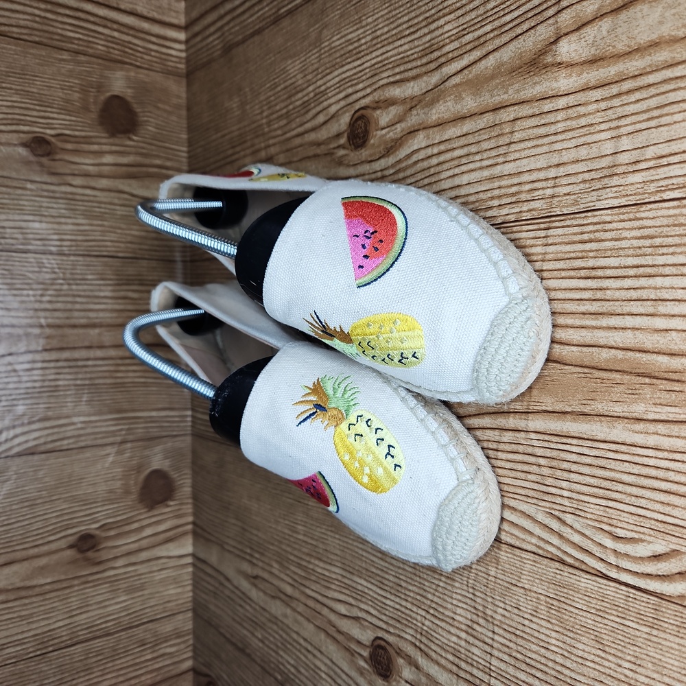 J. Crew Canvas Embroidered Fruits Espadrille Flats‎ Size 9.5